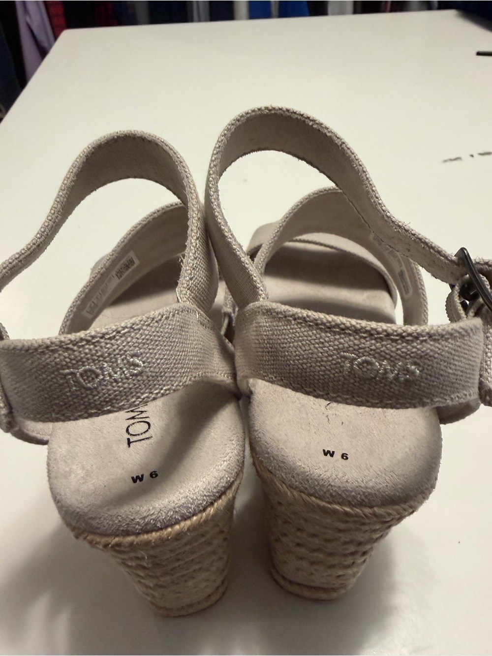 Tom’s Wedge Espadrille Sandals in Light Beige - Women's - Picture 6 of 9